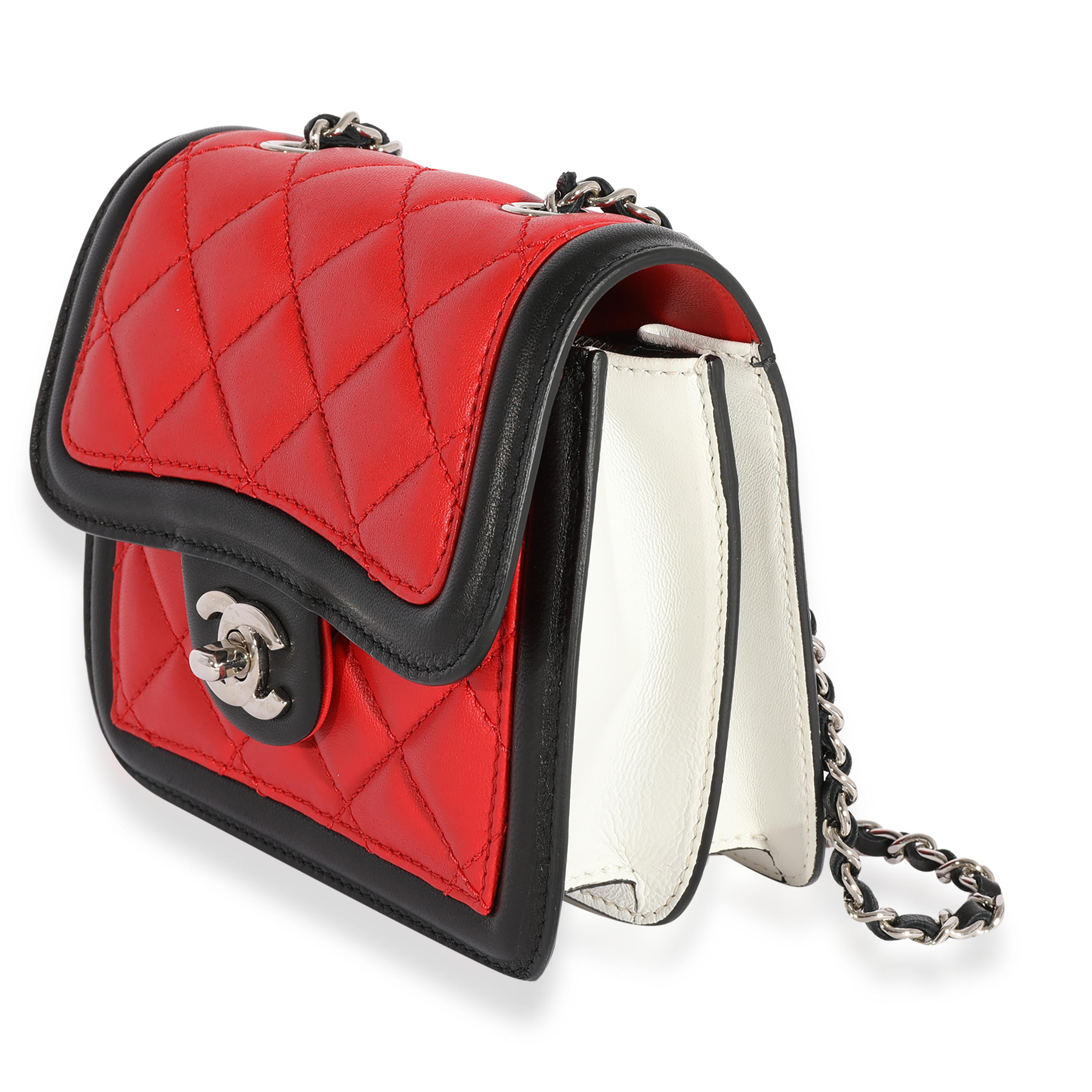 Chanel Tricolor Quilted Lambskin Mini Graphic Flap Bag In Excellent Condition In New York, NY
