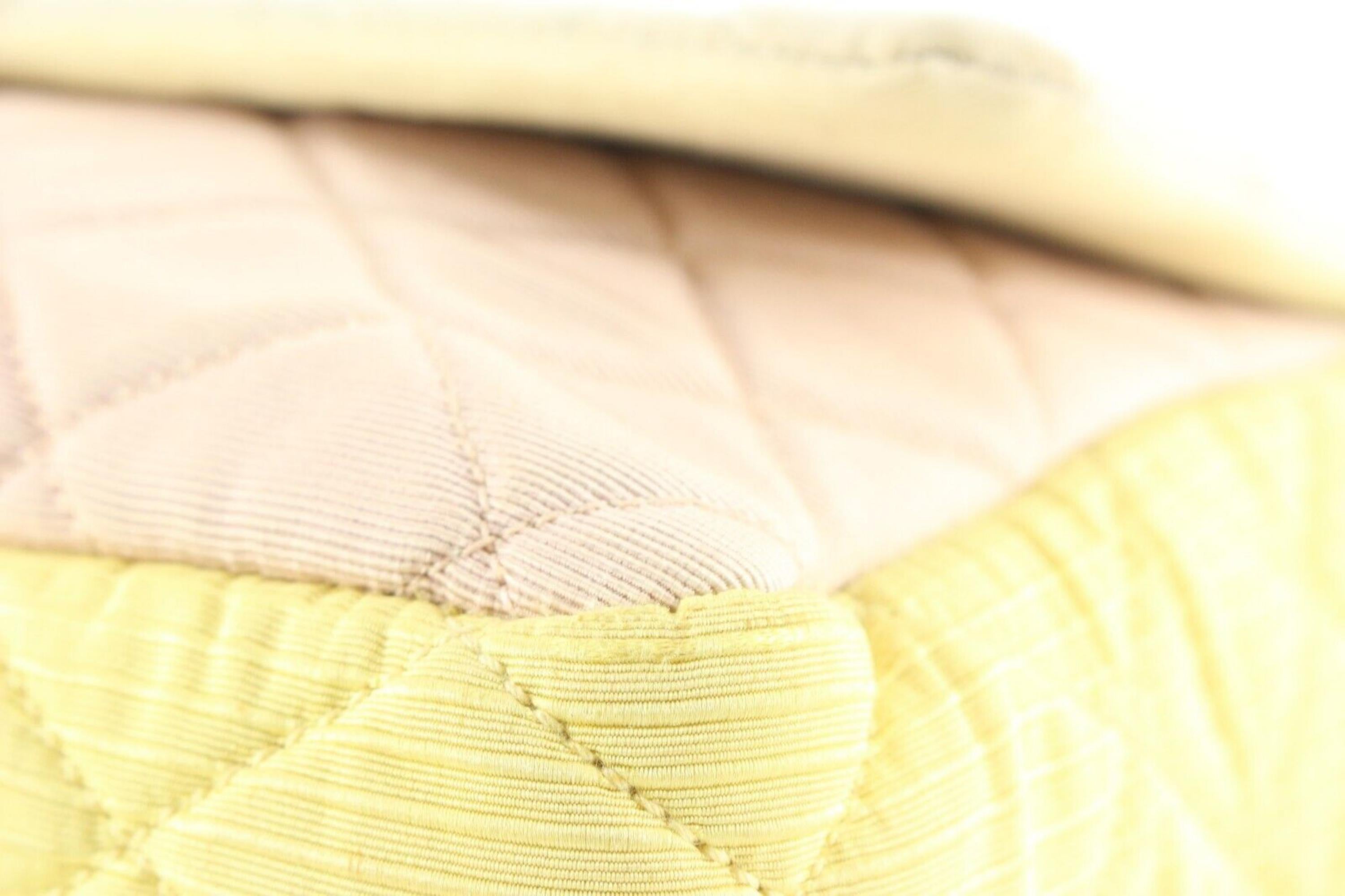Chanel Grand sac à rabat classique matelassé tricolore rose et jaune, réédition 4CC0413 5