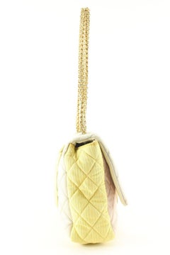 Chanel Tricolor Quilted Large Classic Flap Reissue Pink Yellow 4CC0413