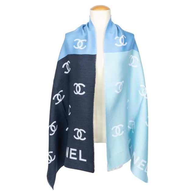 Chanel Rion Scarf Chanel navy blue scarf For Sale at 1stDibs