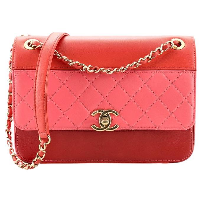 Chanel Tricolor Single Flap Bag Quilted Lambskin