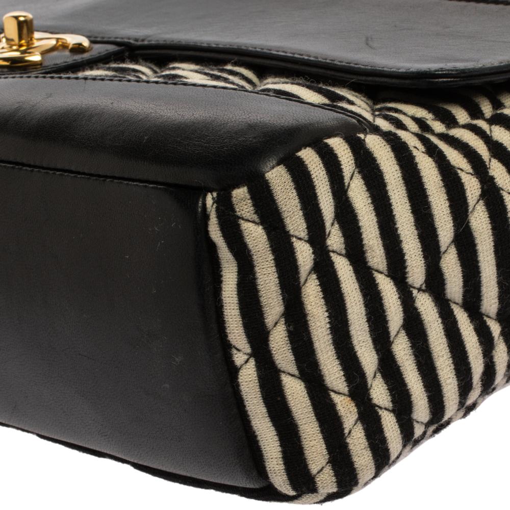 Chanel Tricolor Striped Jersey and Leather Jumbo Coco Sailor Flap Bag 4