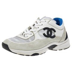 Chanel Tricolor Suede And Satin CC Low Top Sneakers Size 39