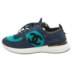 Chanel Tricolor Suede CC Low Top Sneakers Size 40