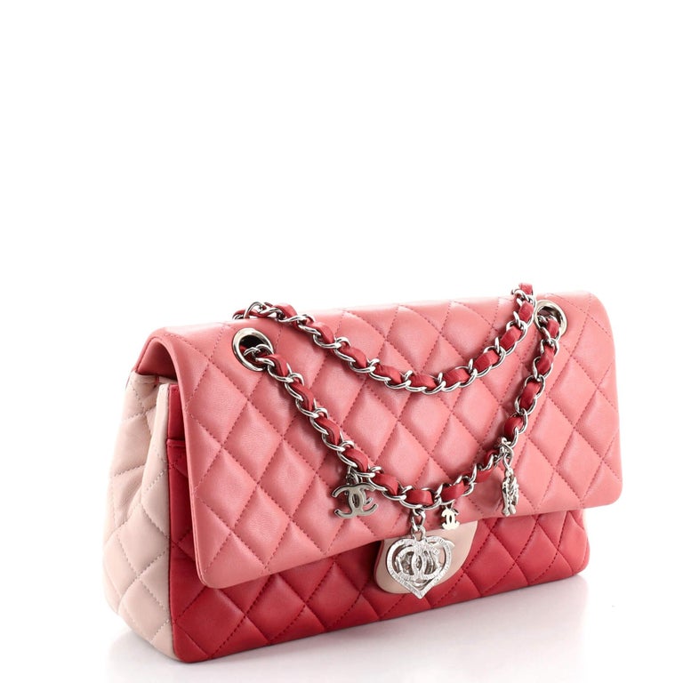 Chanel Tricolor Valentine Crystal Hearts Flap Bag Quilted Lambskin Medium  at 1stDibs