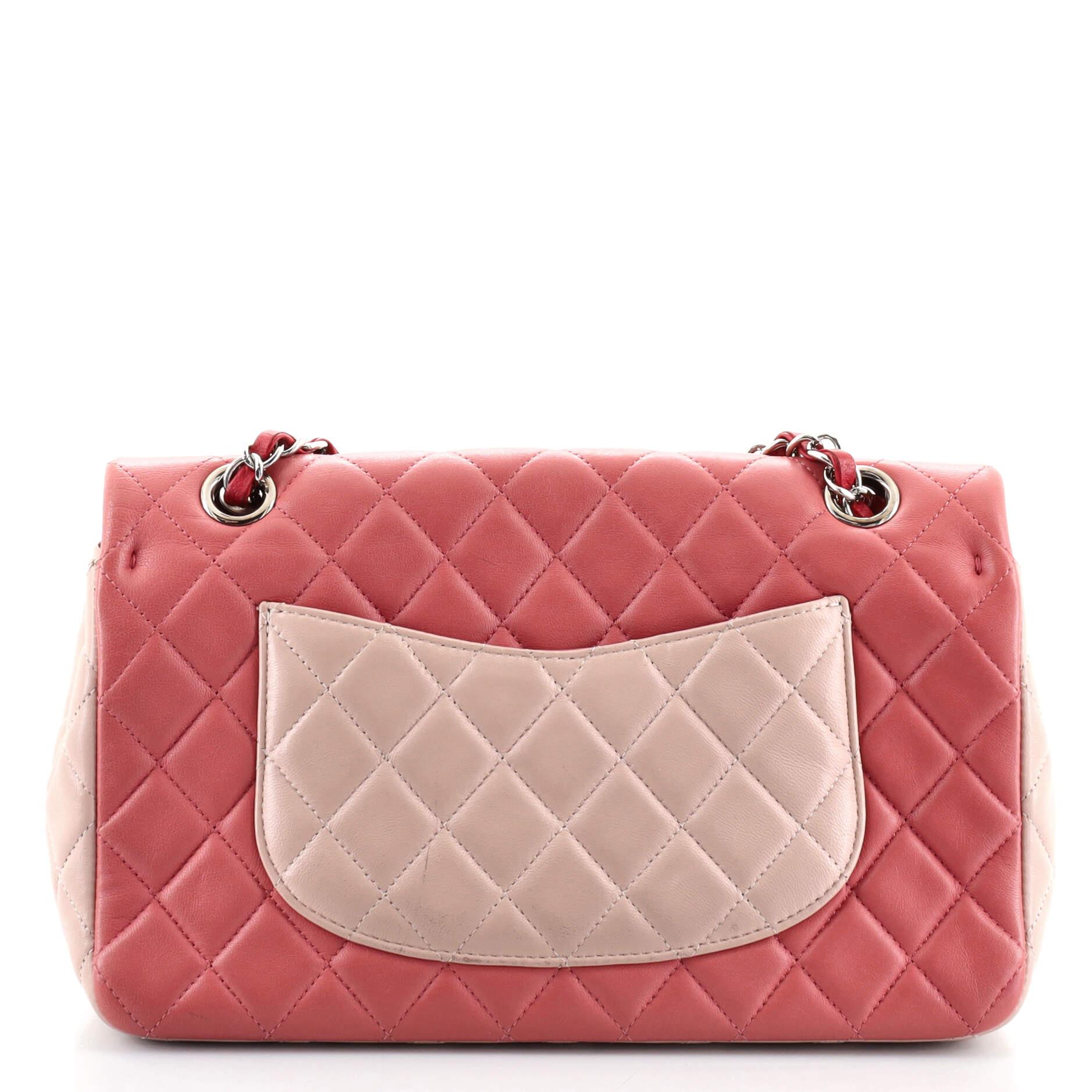 Pink Chanel Tricolor Valentine Crystal Hearts Flap Bag Quilted Lambskin Medium