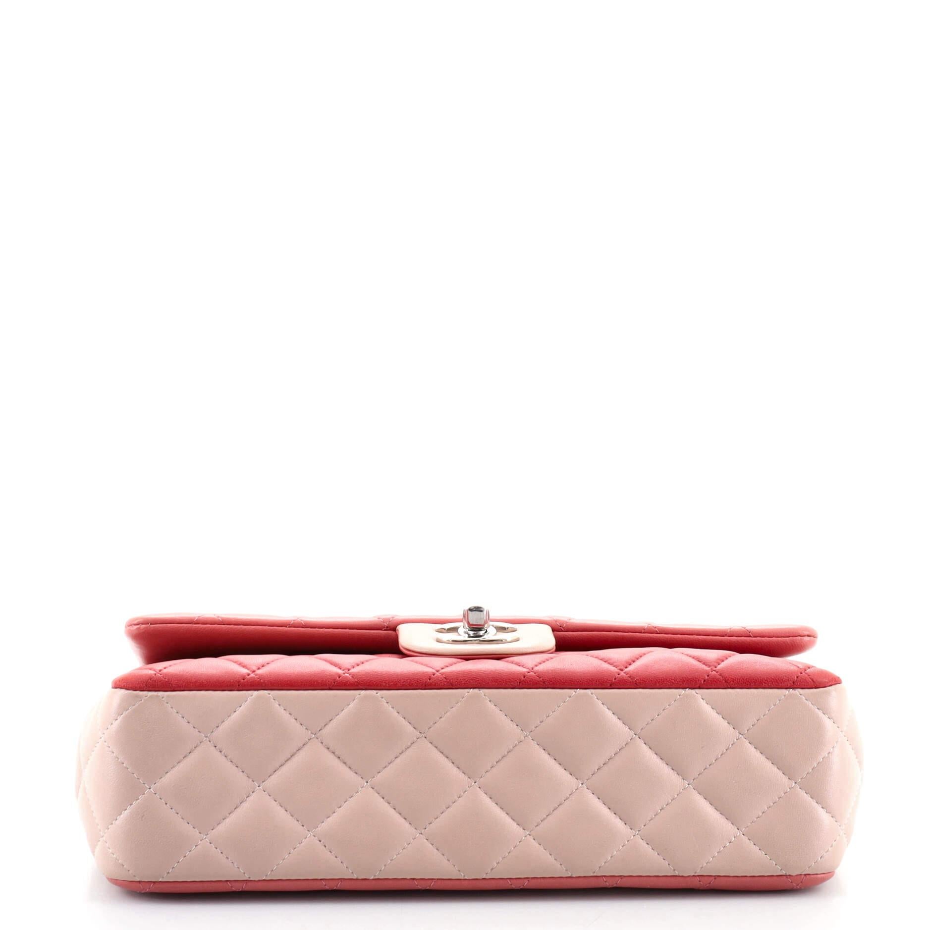 Chanel Tricolor Valentine Crystal Hearts Flap Bag Quilted Lambskin Medium In Fair Condition In NY, NY