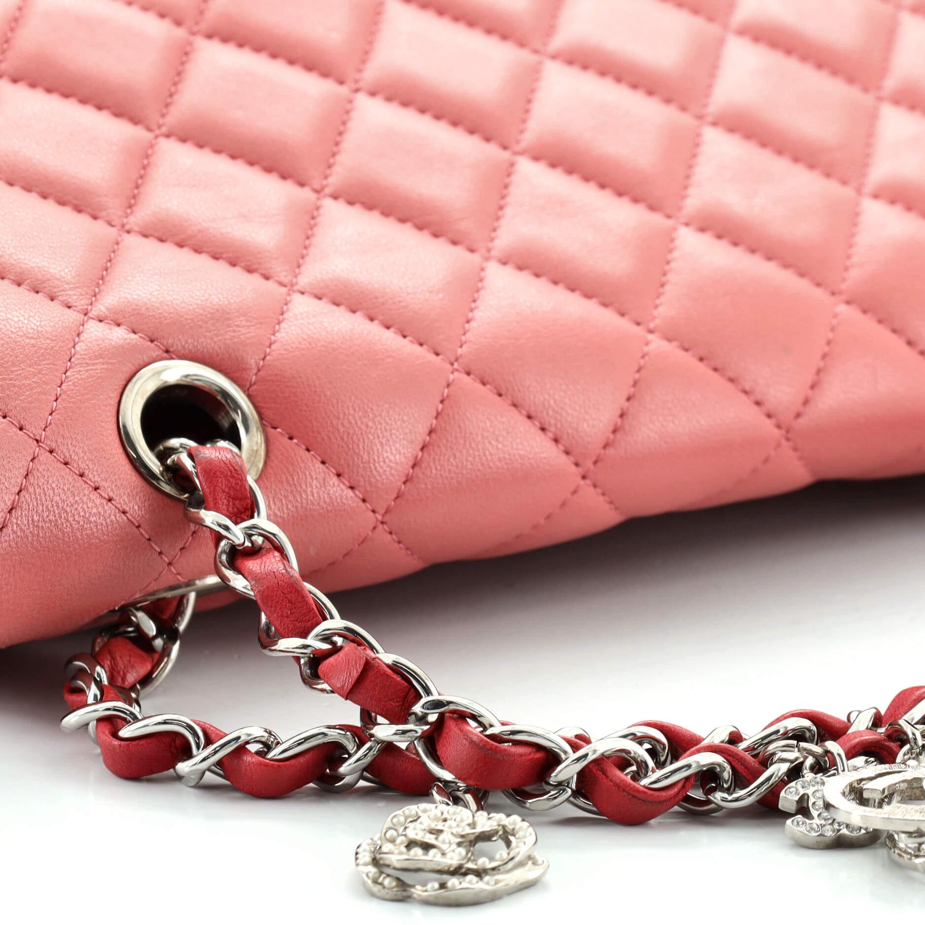Chanel Tricolor Valentine Crystal Hearts Flap Bag Quilted Lambskin Medium 2