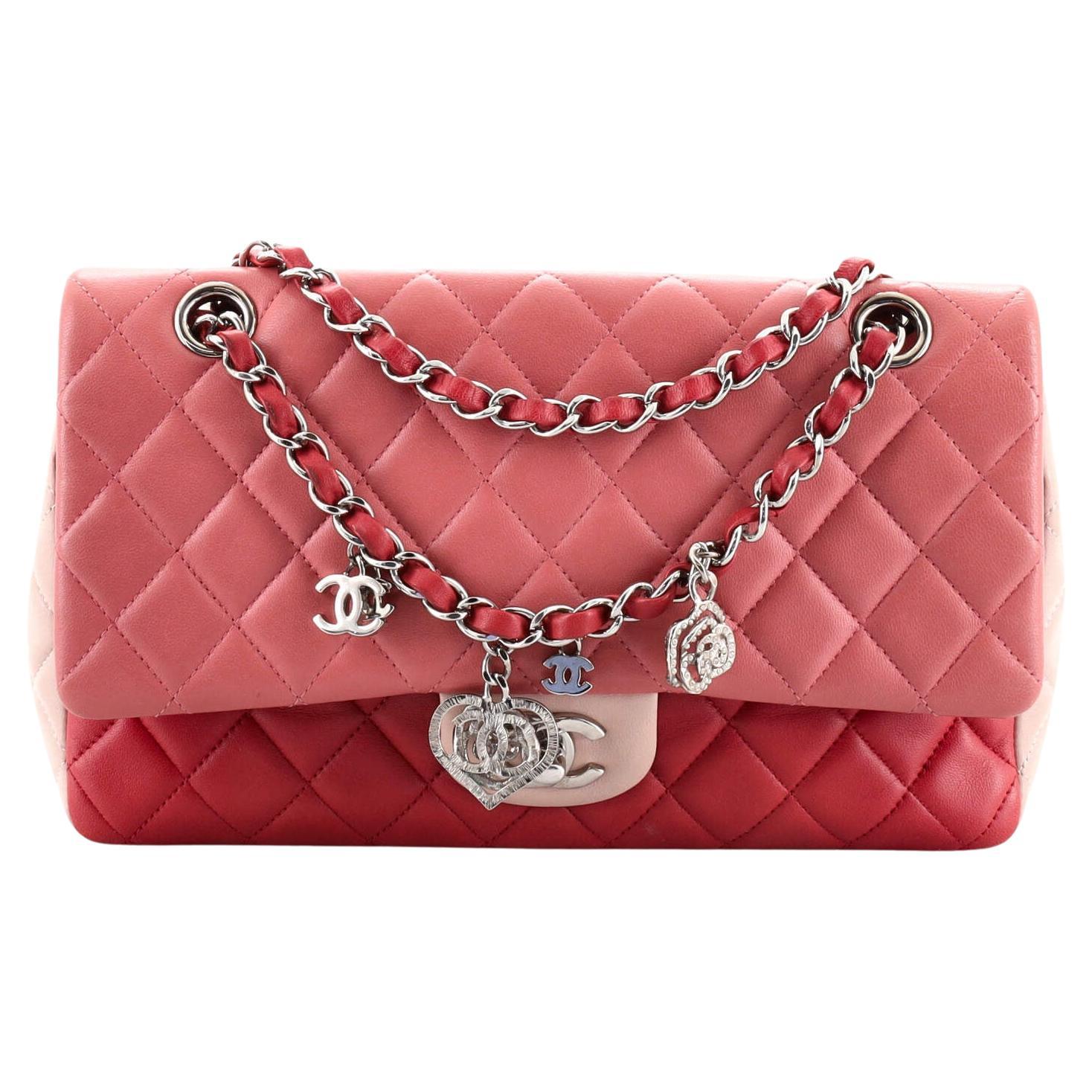 Chanel Tricolor Valentine Crystal Hearts Flap Bag Quilted Lambskin Medium  at 1stDibs