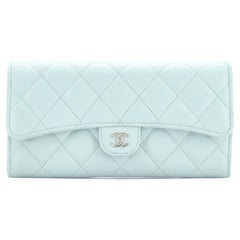 Chanel Trifold Classic Flap Wallet Quilted Caviar Long