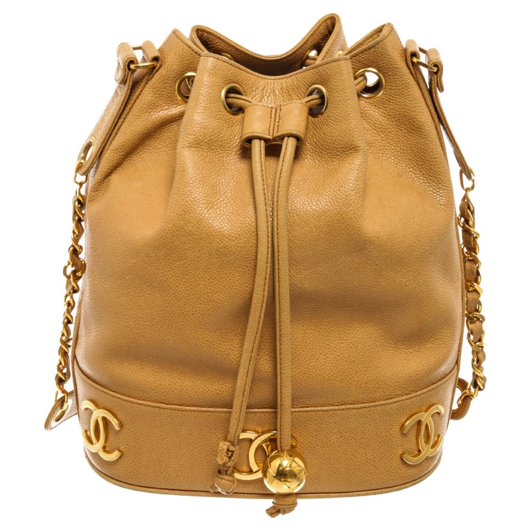 Chanel Triple Bordeaux Caviar CC Drawstring For Sale at 1stDibs