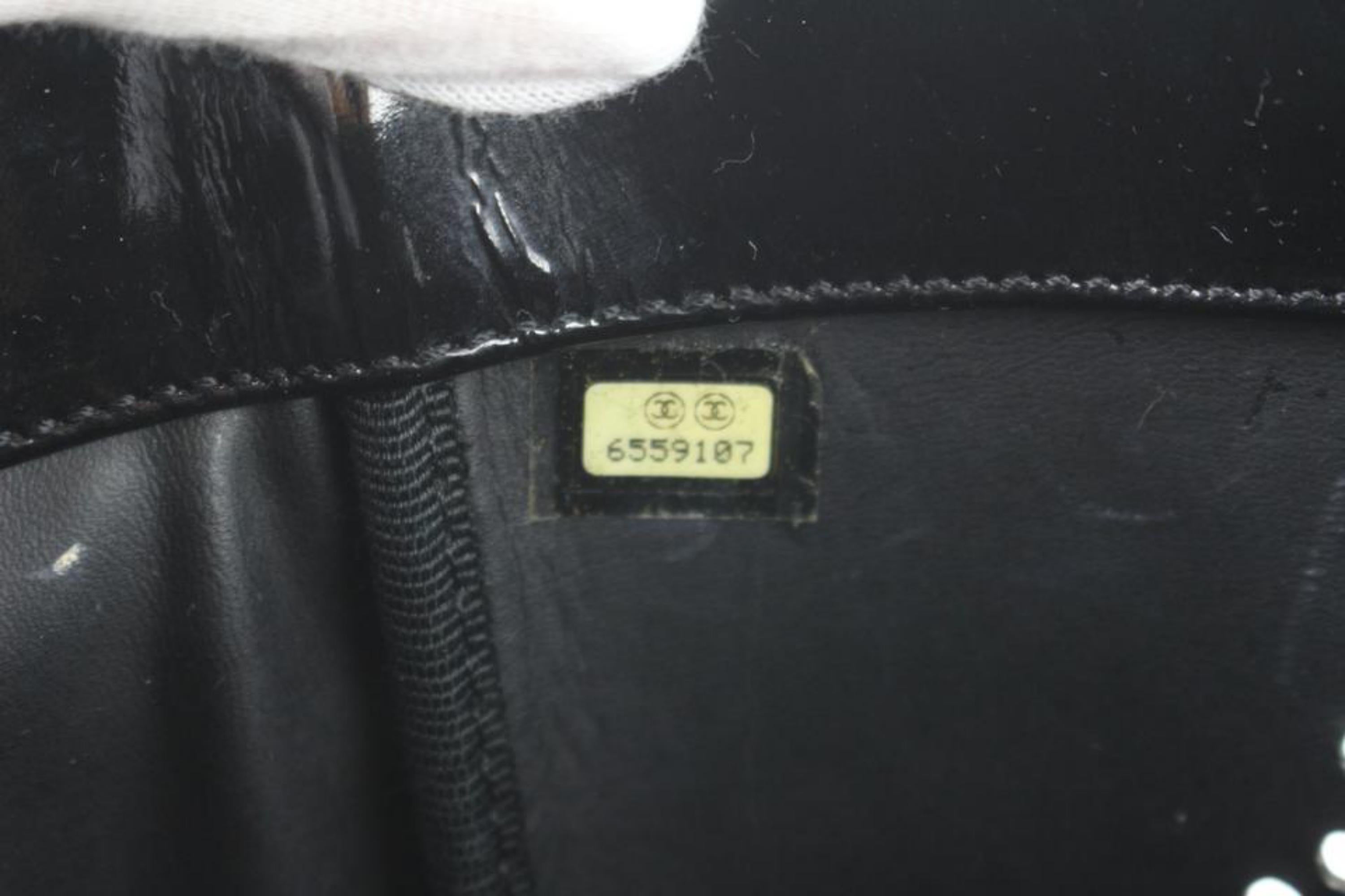 Chanel Triple Cc Logo Chain 227857 Black Patent Leather Tote For Sale 6