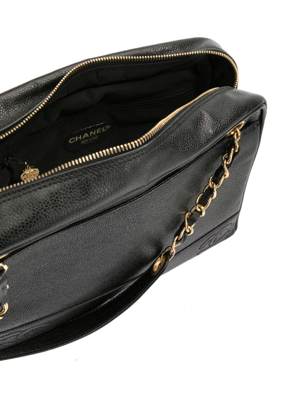 Chanel Triple CC Stitched Black Caviar Shoulder Tote en vente 6