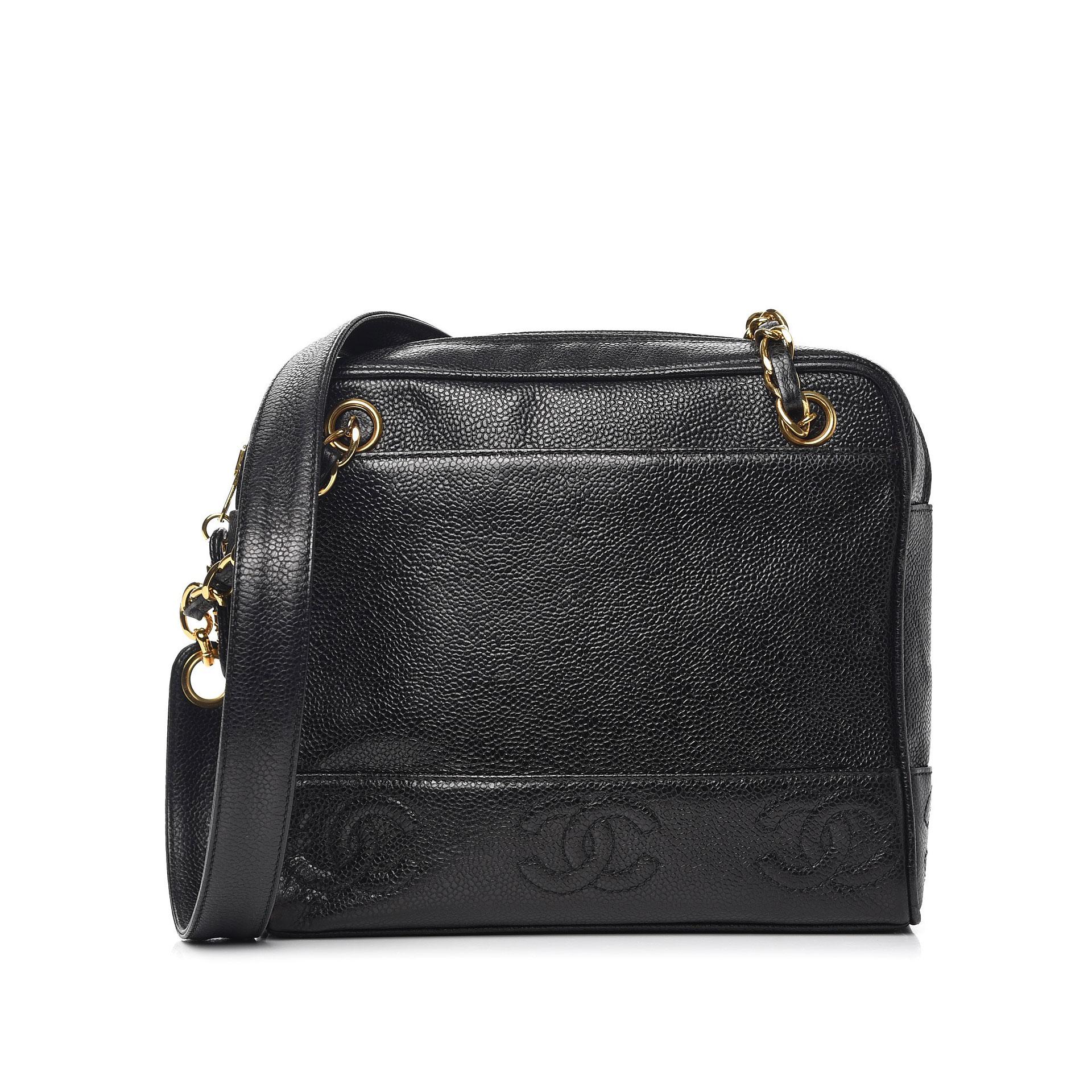 Chanel Triple CC Stitched Black Caviar Shoulder Tote Unisexe en vente