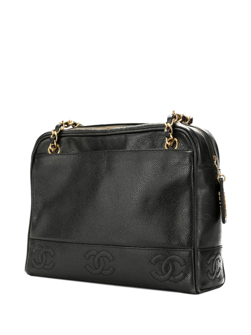 Chanel Triple CC Stitched Black Caviar Shoulder Tote en vente 1