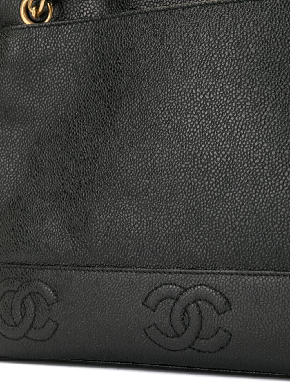 Chanel Triple CC Stitched Black Caviar Shoulder Tote en vente 3