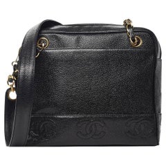 Chanel Triple CC Stitched Black Caviar Shoulder Tote