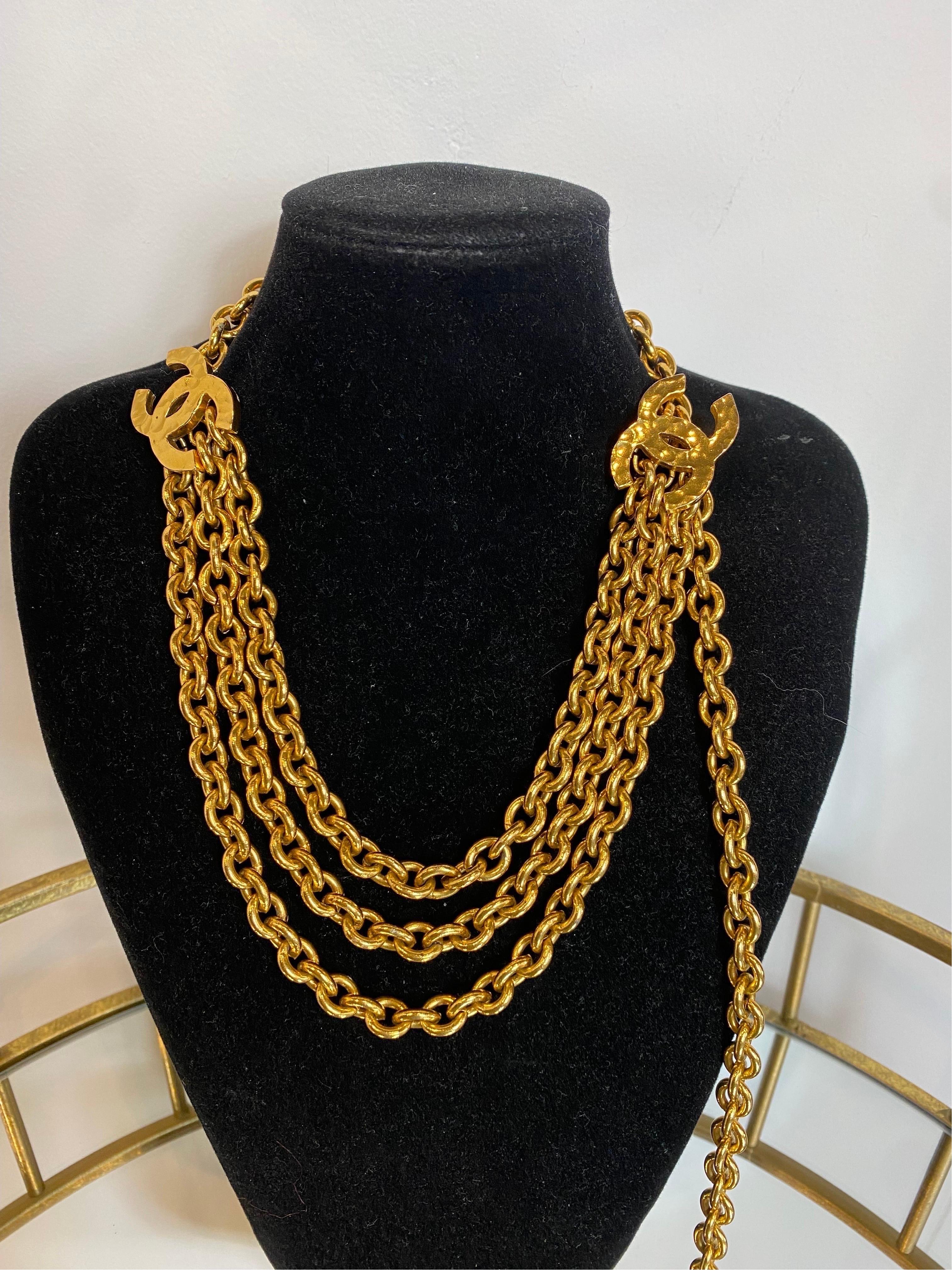 Chanel triple chain CC golden Belt 3