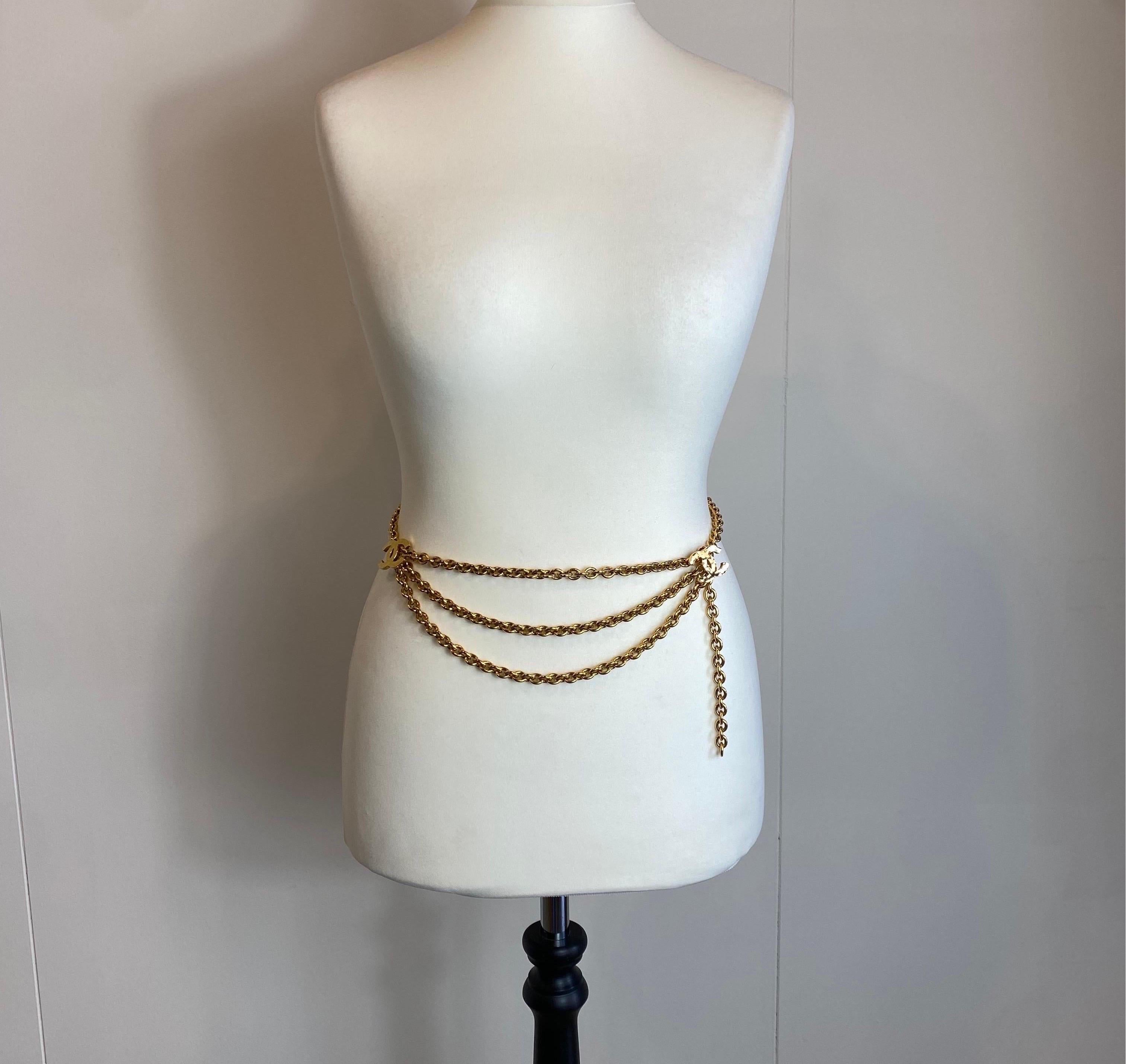 Chanel triple chain CC golden Belt 5