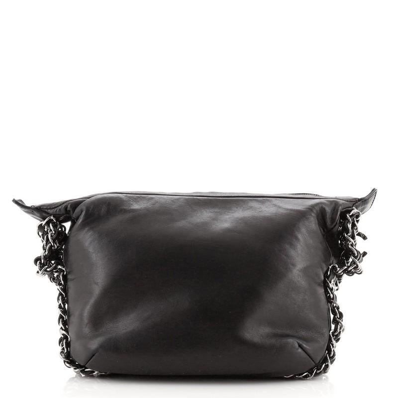 Black Chanel Triple Chain Hobo Lambskin Small