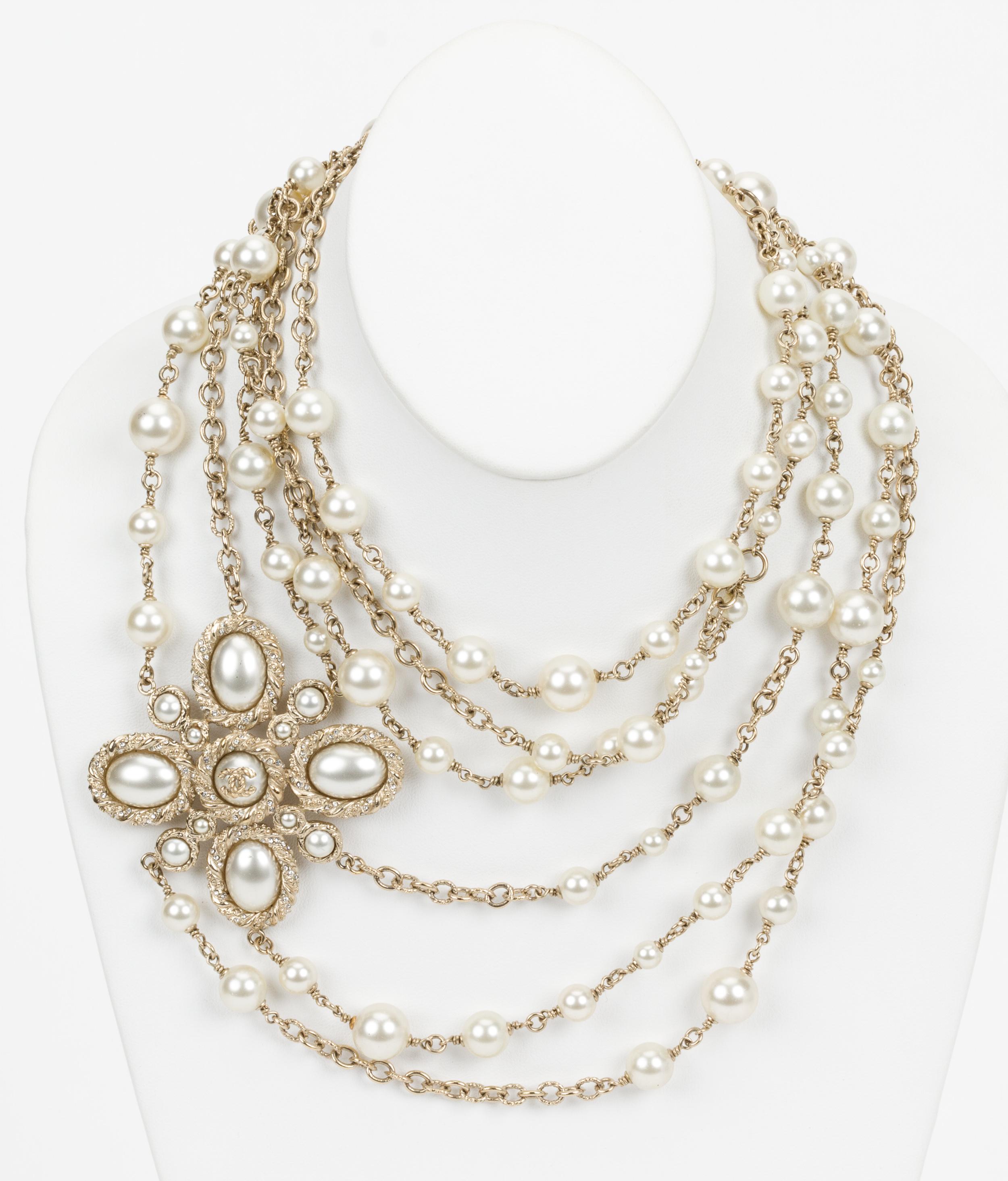 Women's Chanel Triple Strand Pearl Necklace