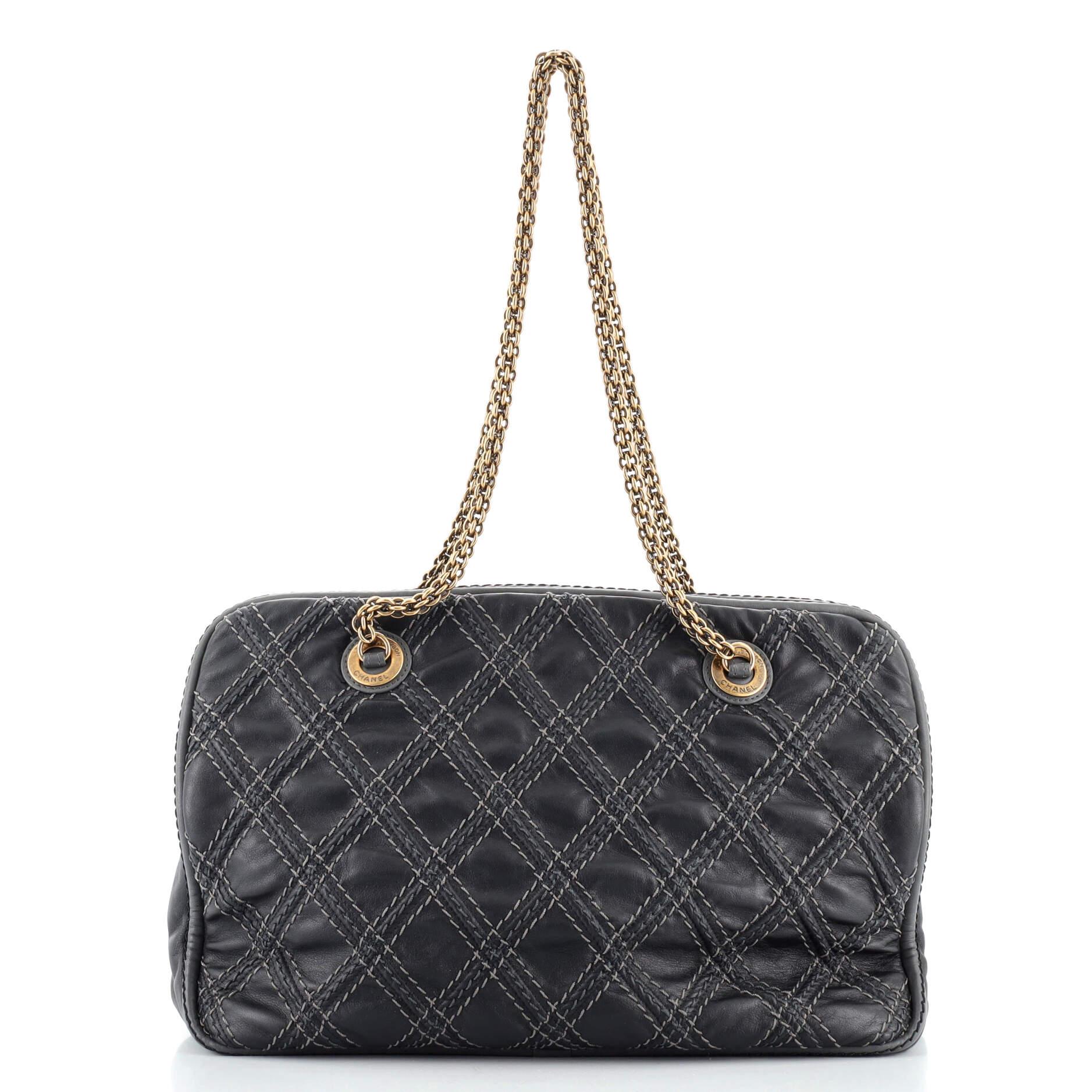 Black Chanel Triptych Tote Quilted Calfskin