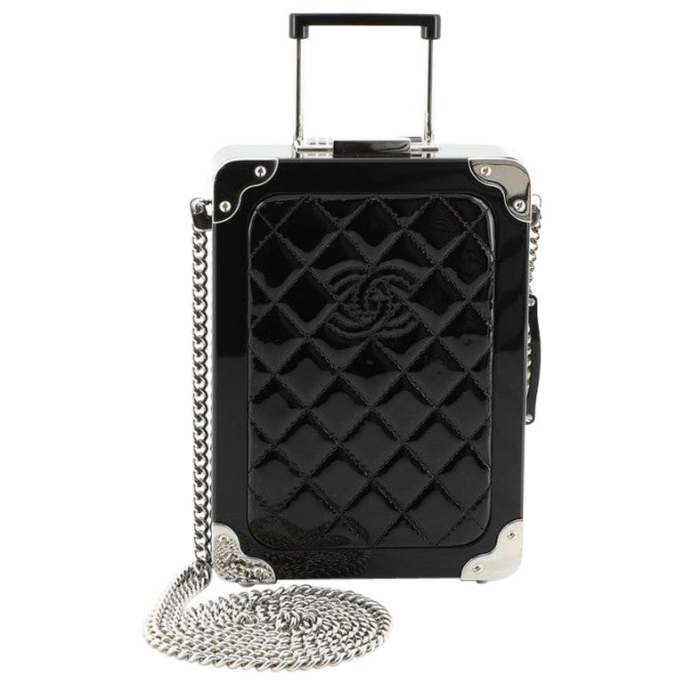 CHANEL, Bags, Chanel Coco Case Rolling Trolley Quilted Patent Black