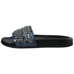 Chanel Tropiconic Chain Glitter Leather Slides 