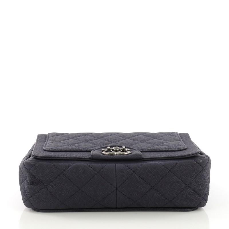 Chanel Turn Around Ligne Flap Bag Quilted Washed Caviar Medium In Good Condition In NY, NY