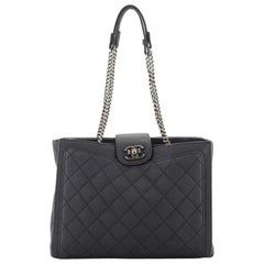 Chanel Turn Around Ligne Tote Quilted Washed Caviar Medium 