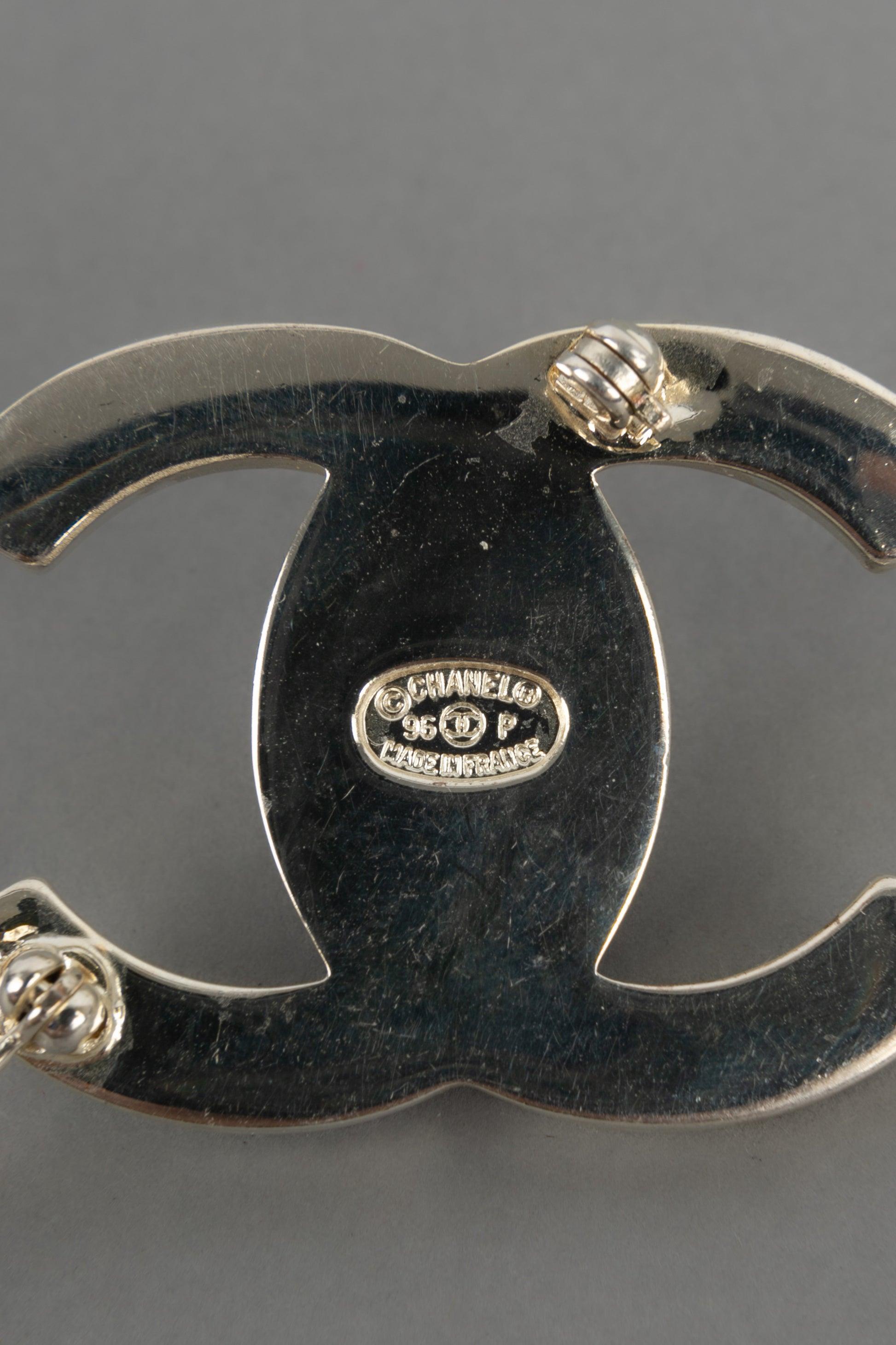 Women's Chanel Turn-Lock Brooch in Silvery Metal, 1996