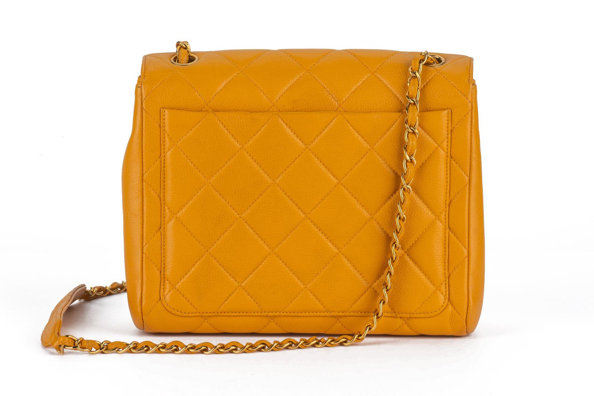 Chanel Turn-Lock Chain Bag Mustard In Excellent Condition For Sale In West Hollywood, CA