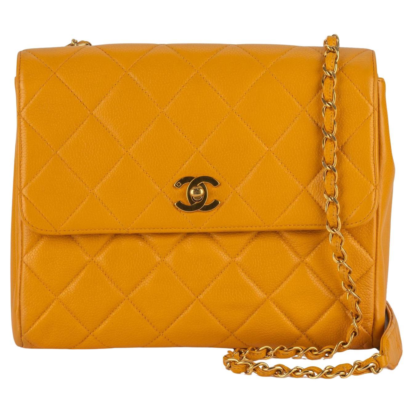 Chanel Turn-Lock Chain Bag Mustard For Sale