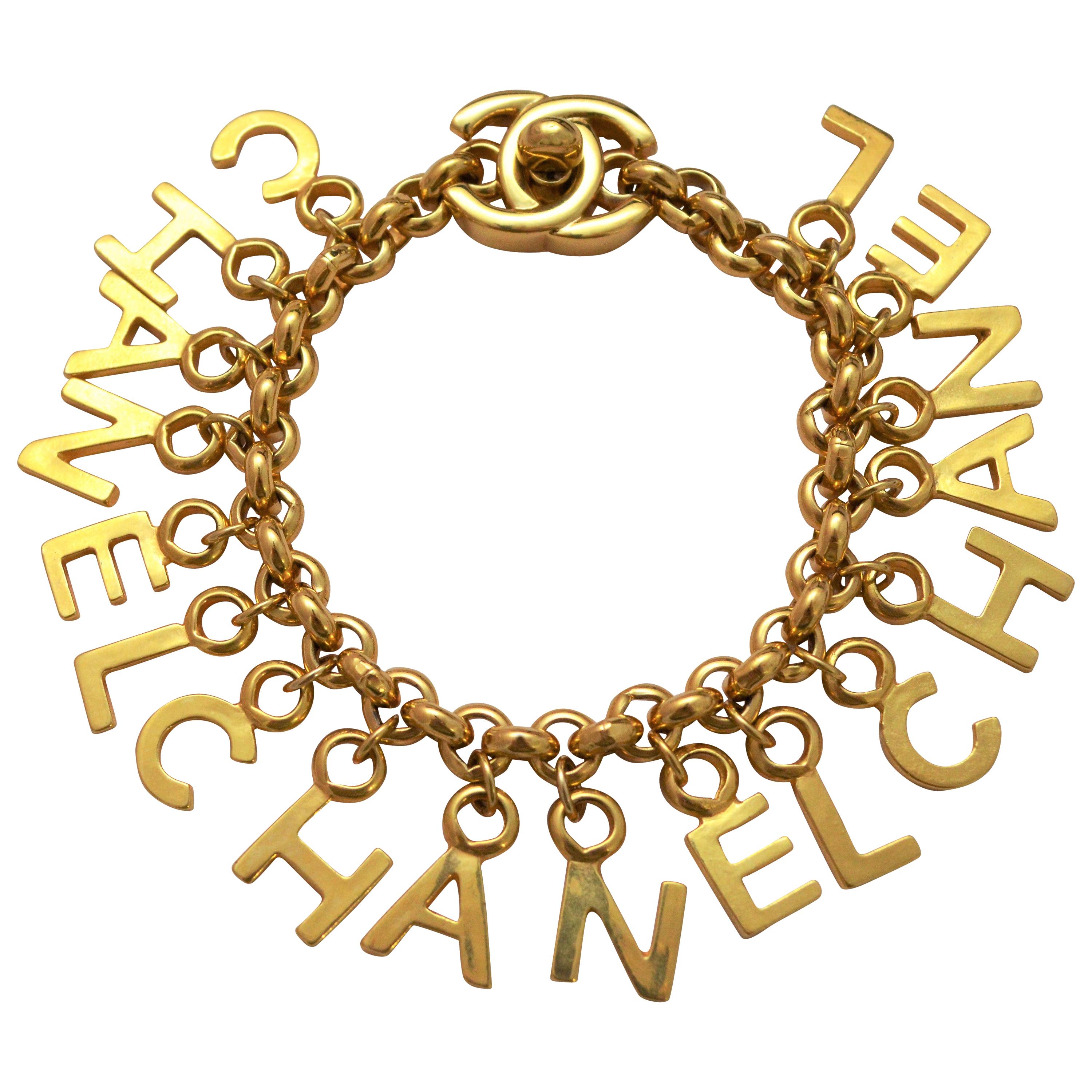 CHANEL Turnlock CC Gold Charm Bracelet at 1stDibs