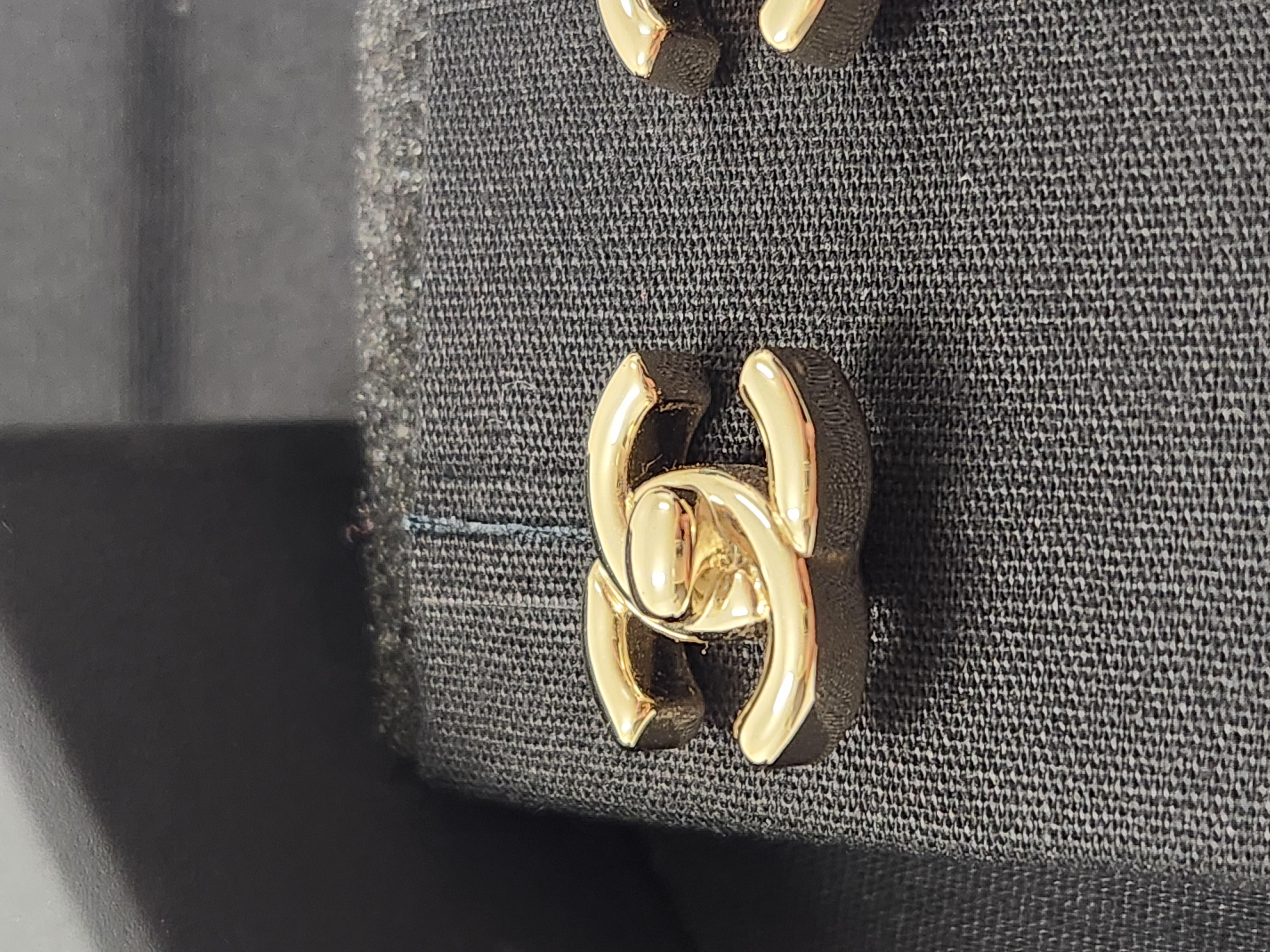 Contemporary Chanel Turnlock Earrings in Light Gold Size Small