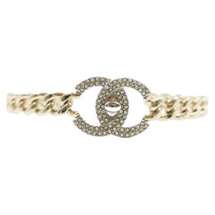 Chanel Turnlock Rhinestone CC Cuff Bangle Bracelet 2022
