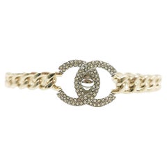 Chanel Turnlock Rhinestone CC Cuff Bangle Bracelet 2022