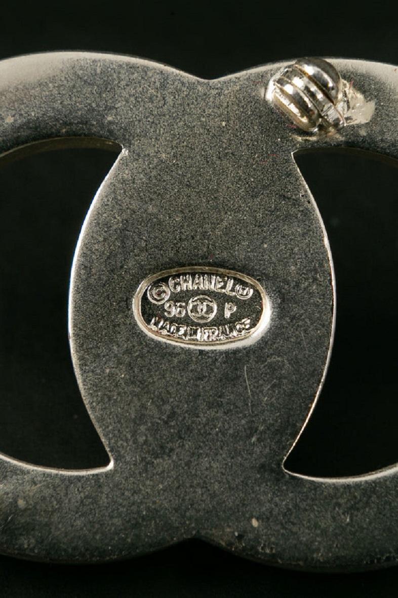 Chanel Turnlock Silver Plated Metal Brooch, 1996 2