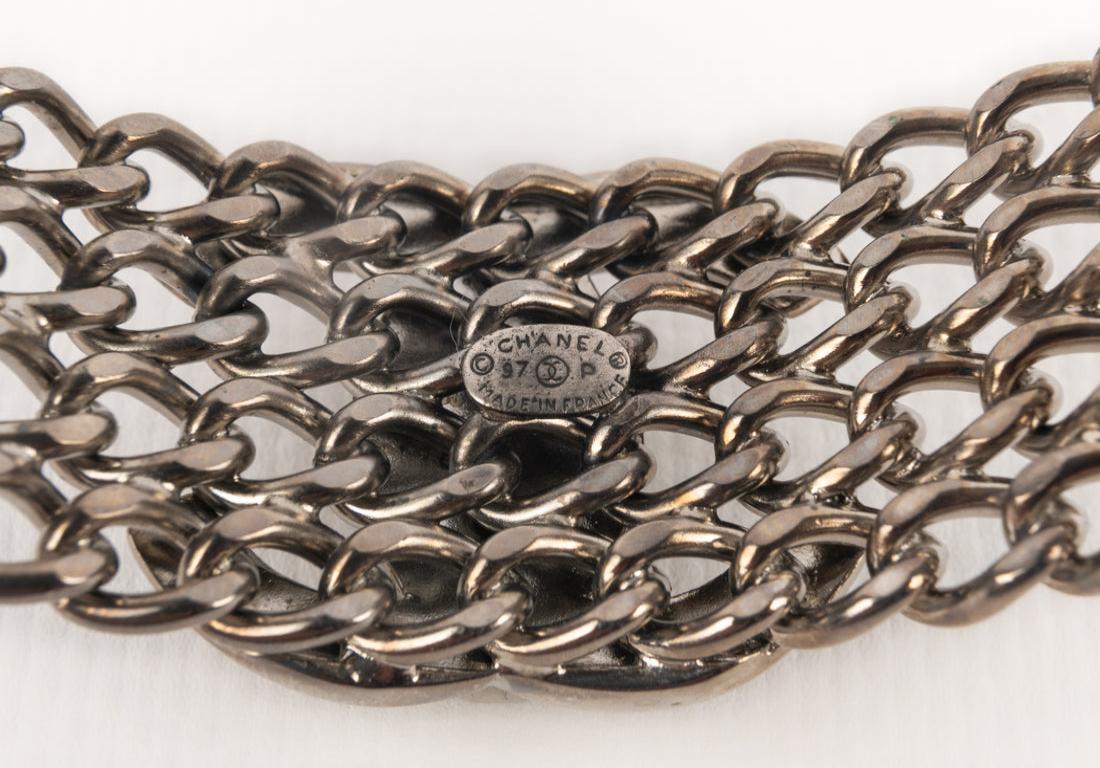 Women's Chanel Turnlock Silvery Metal Bracelet, 1997 For Sale