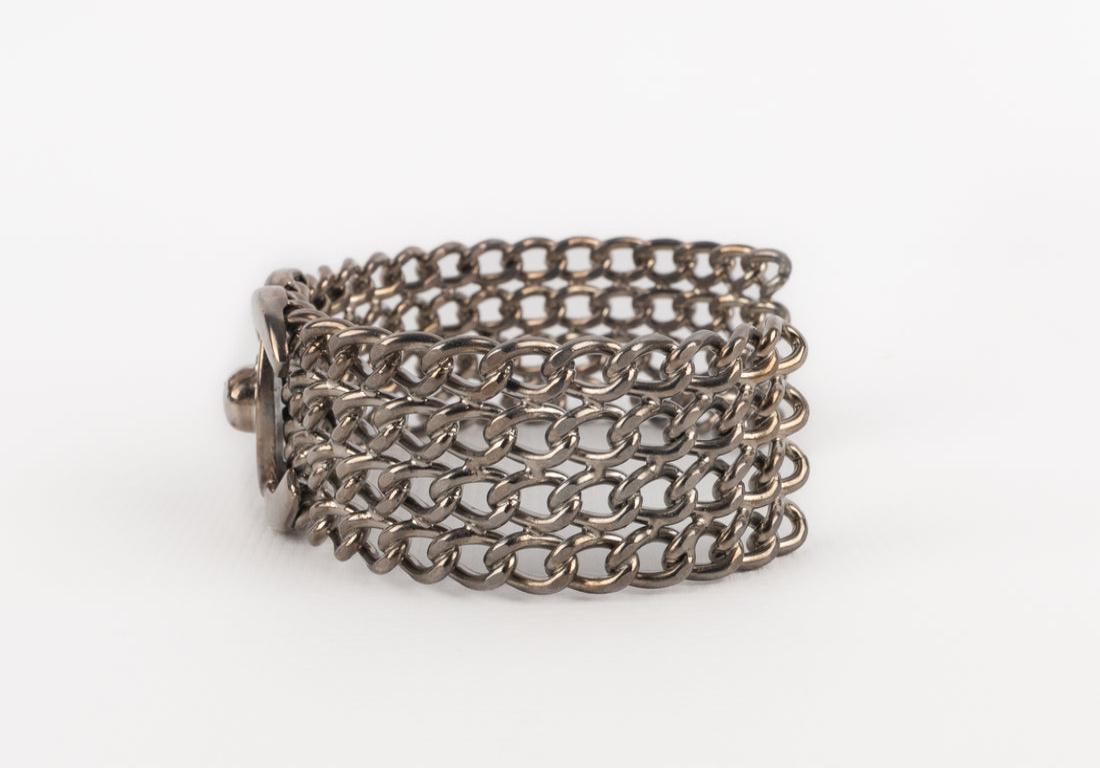 Chanel Turnlock Silvery Metal Bracelet, 1997 For Sale 1