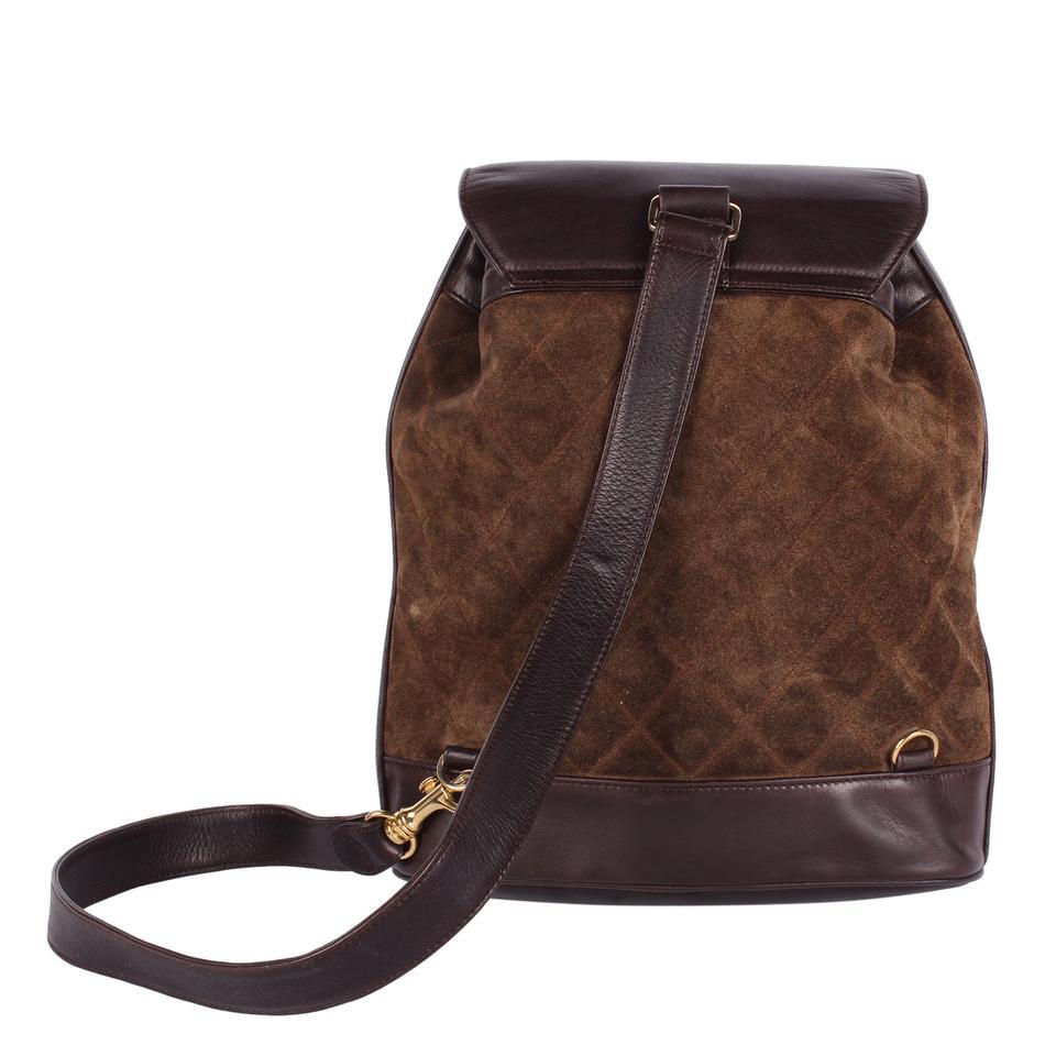 Chanel Turnlock Slingback Backpack Suede Leather Brown Bon état - En vente à Salt Lake Cty, UT