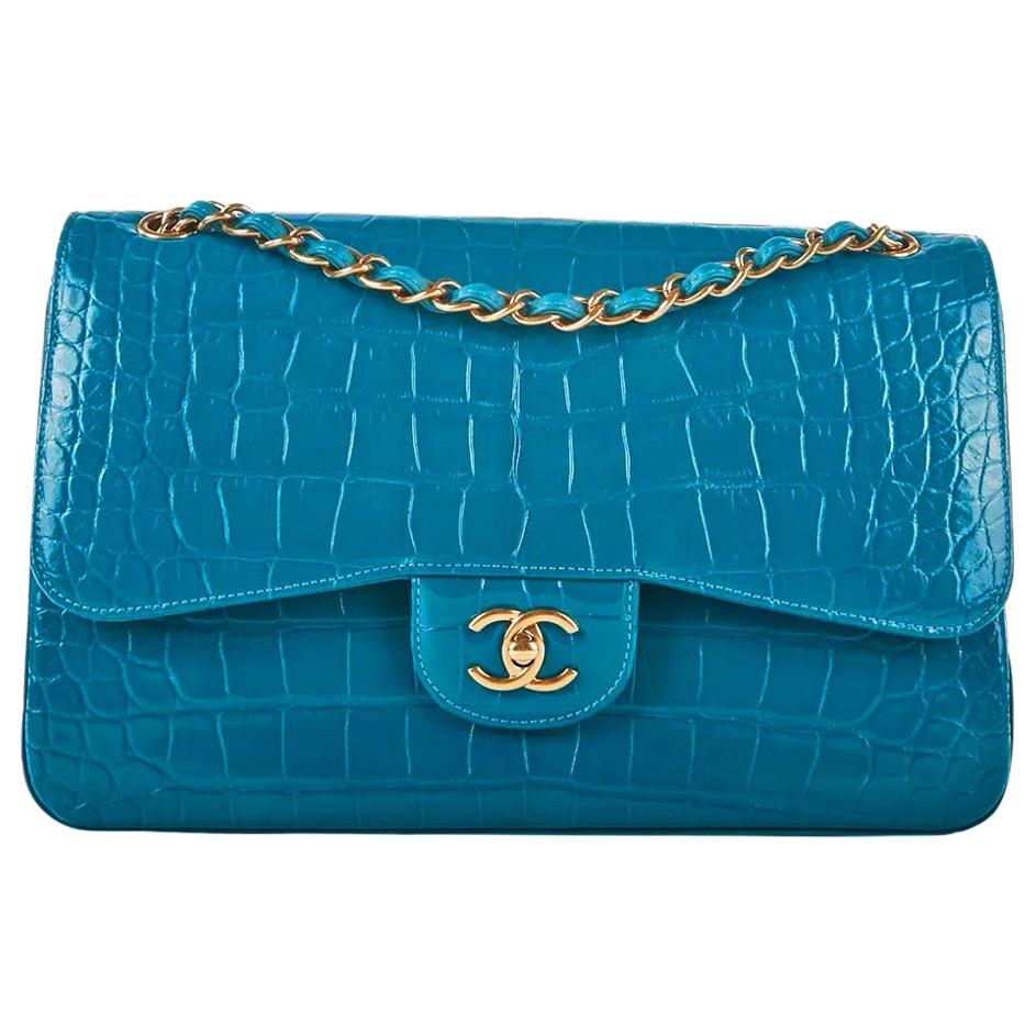 Chanel Jumbo Flap Bag in Turquoise Python Leather — UFO No More