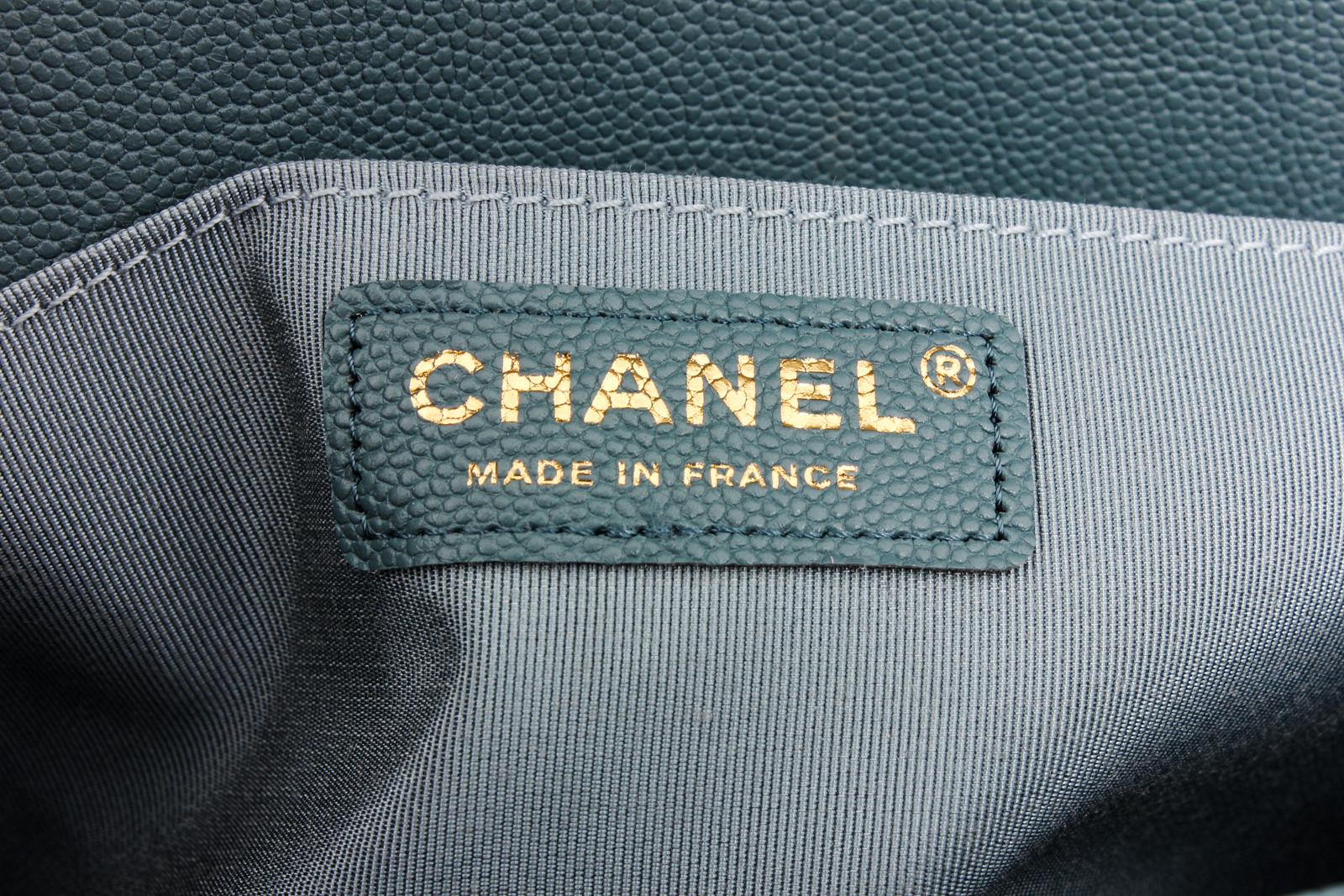 Chanel Turquoise Blue Caviar Leather Boy Bag 2