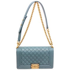 Chanel Turquoise Blue Caviar Leather Boy Bag