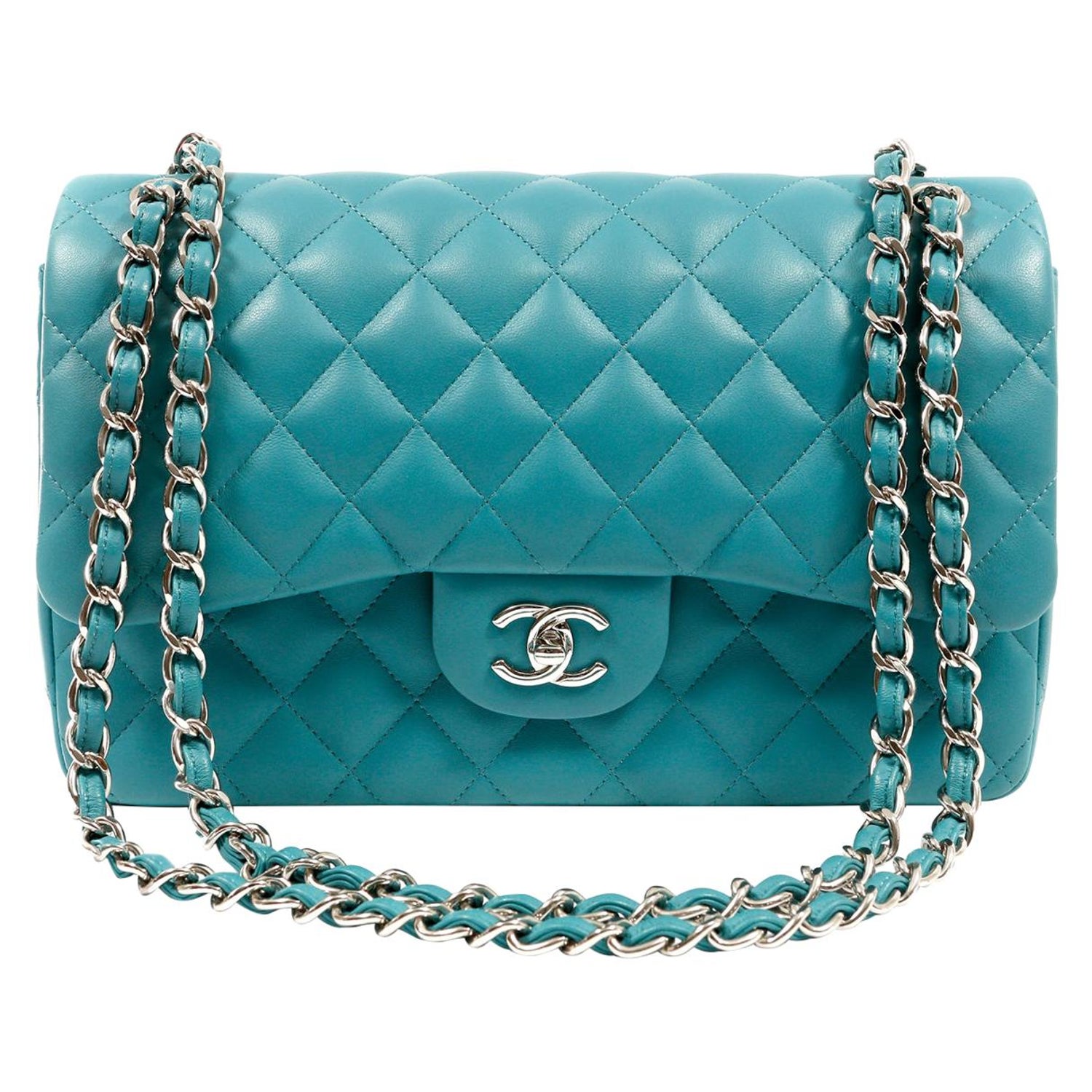 Chanel Classic Rectangular Mini Flap Bag In Dark Turquoise Caviar