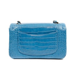 Chanel Turquoise Blue Matte Alligator Small Classic Flap Bag