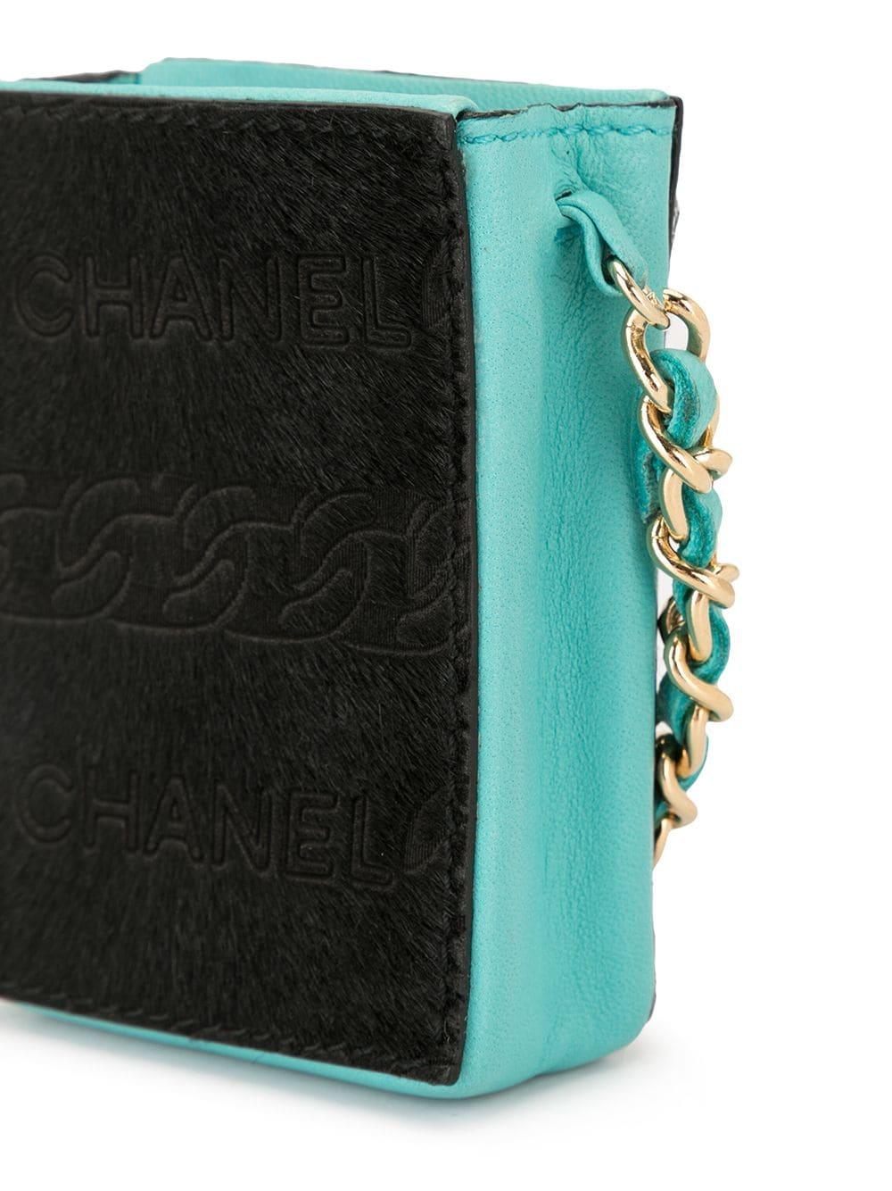 Women's or Men's Chanel Turquoise Blue Pony Hair Runway Micro Mini Pouch Crossbody Bag For Sale