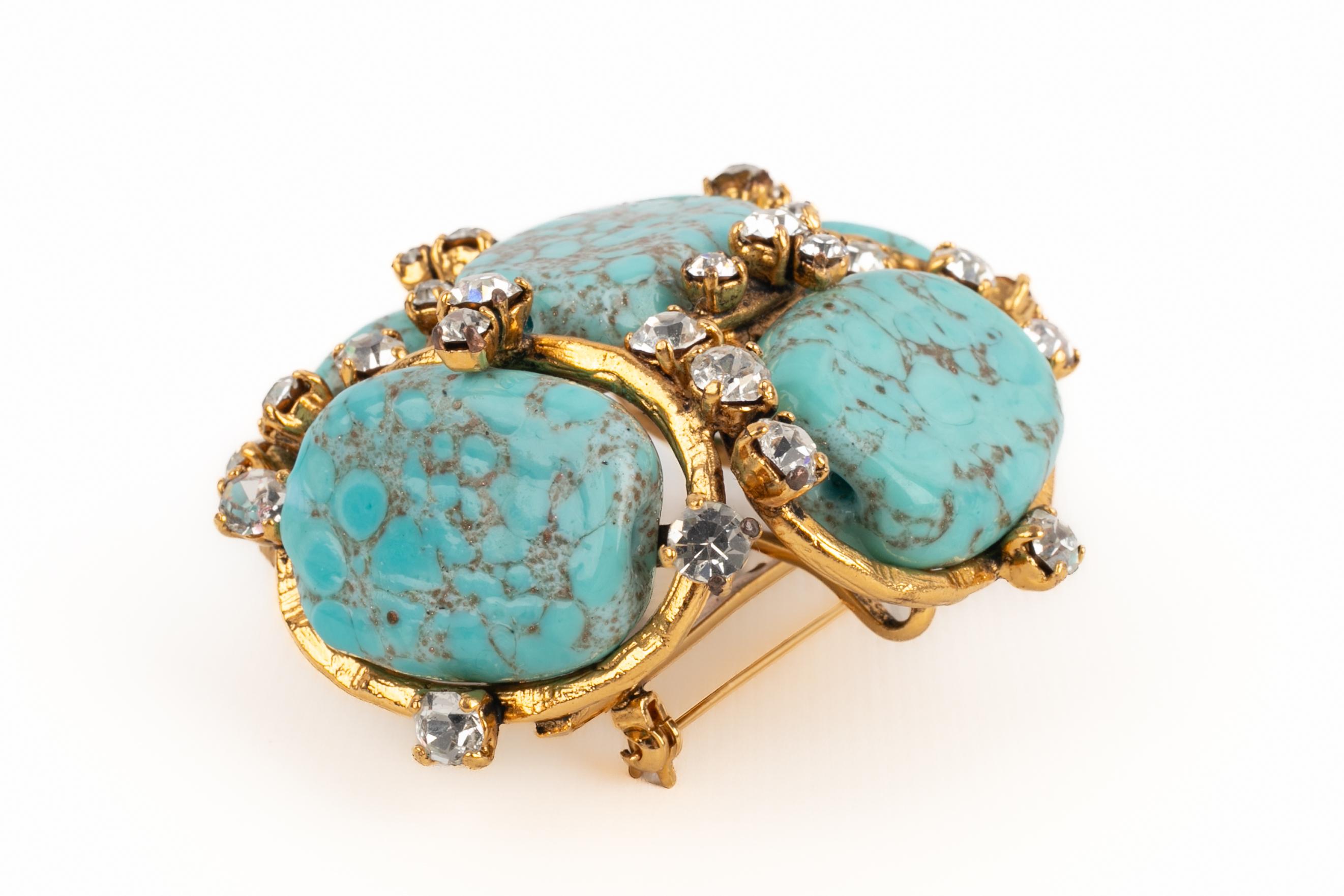 Chanel simulated turquoise brooch 1994 For Sale 1