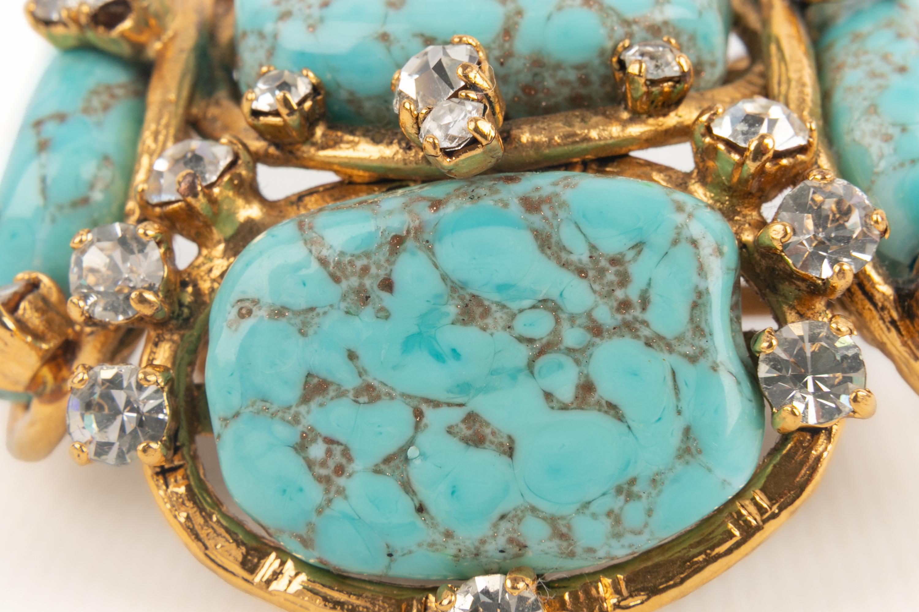 Chanel simulated turquoise brooch 1994 For Sale 3