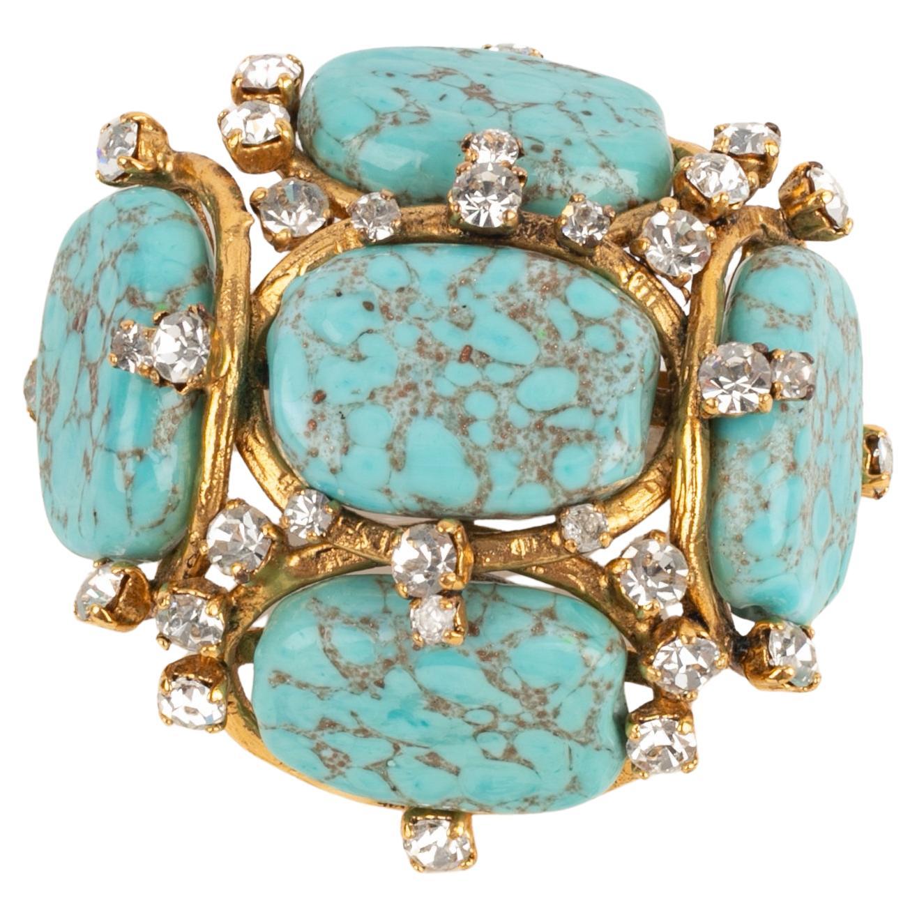 Chanel simulated turquoise brooch 1994 For Sale